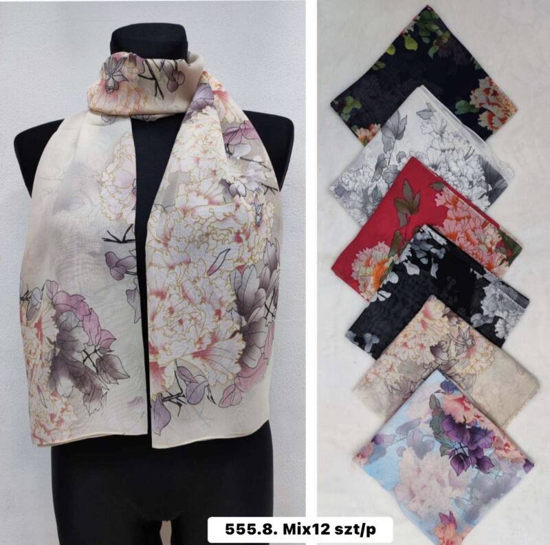 Szaliki damskie Roz Standard, Mix Kolor Paczka 12 szt 1